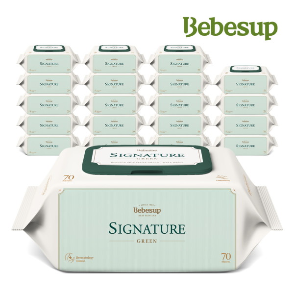 베베숲 시그니처 그린 유아물티슈, 70매, 20팩