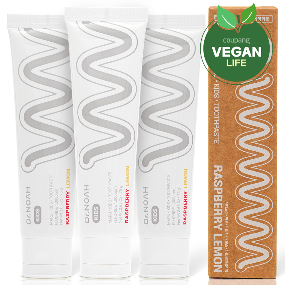 닥터노아 마루 유아 치약 불소 라즈베리 레몬향, 3개, 75g